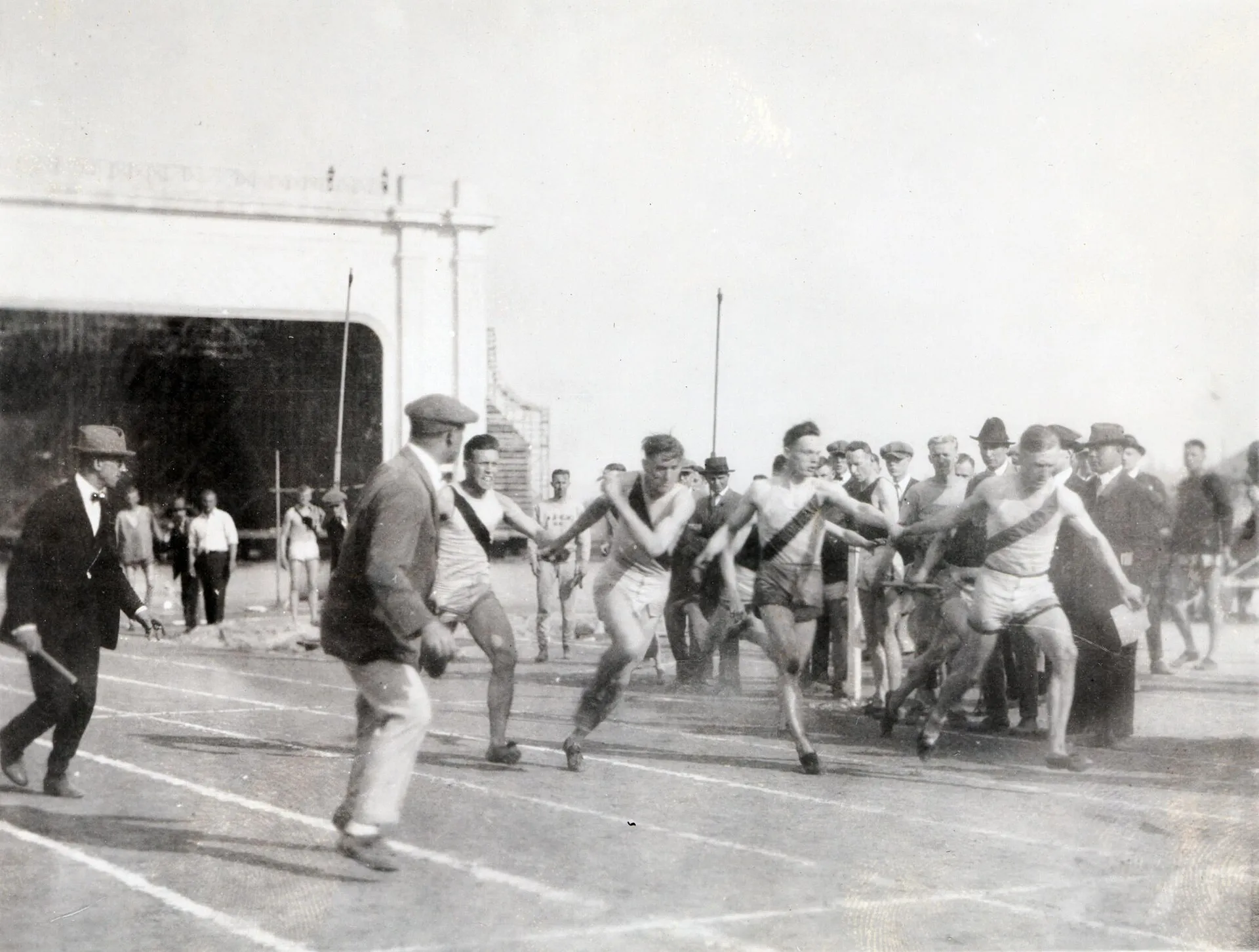 Relay race baton pass, Kincaid Field (first two decades of the 20th century)